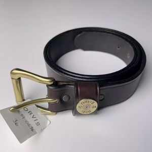 Orvis Mens shotgun shell brown leather belt size 36